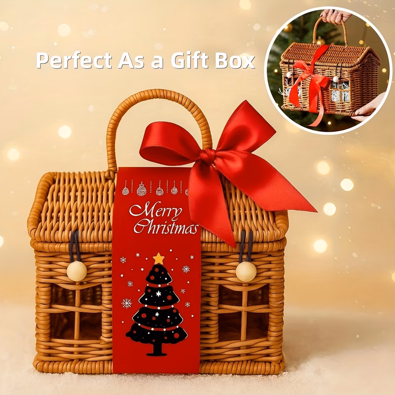 a handcrafted basket in of a house with a lid storing serving as a gift box organizing your desk enhancing farmhouse decor or as a seasonal gift for coffee tea and snacks shelf baskets