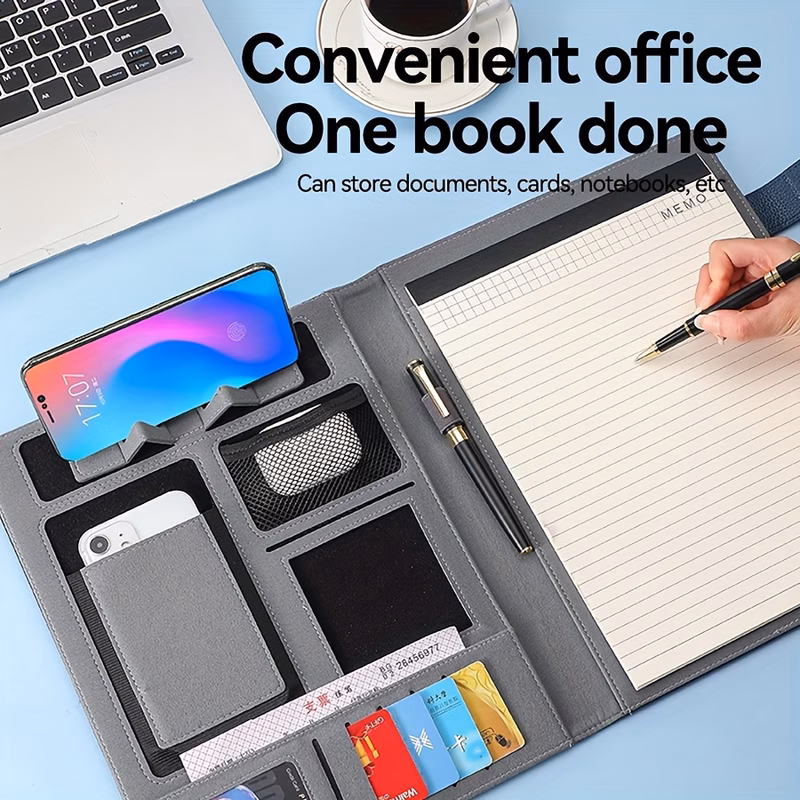 customize multi functional folder a4 folder office storage business faux leather official document manager folder book office supplies with a memo