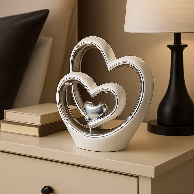25 5 heart statue modern ceramic heart ornament decorative sculpture for home shelf table d cor elegant gift for weddings anniversaries