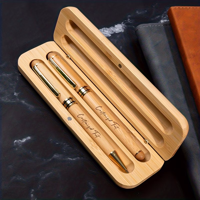 1set personalized wooden ballpoint pen and fountain pen with wooden pen case a christmas gift made of bamboo and solid wood suitable for colleagues bosses men women fathers birthday gifts teachers