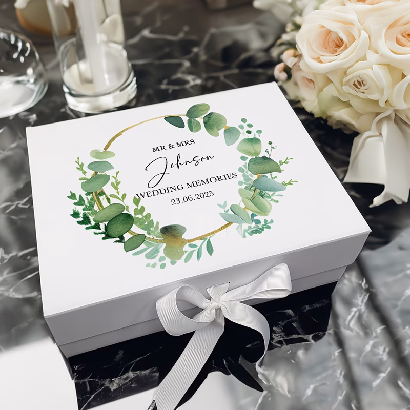 Custom Personalized Bridal Party Gift Box - Custom Name And Wedding Date, Elegant Floral Wedding Box, Sturdy Magnetic Closure Design, Suitable for Bridesmaids, Bachelorette Parties, - Wedding Planner