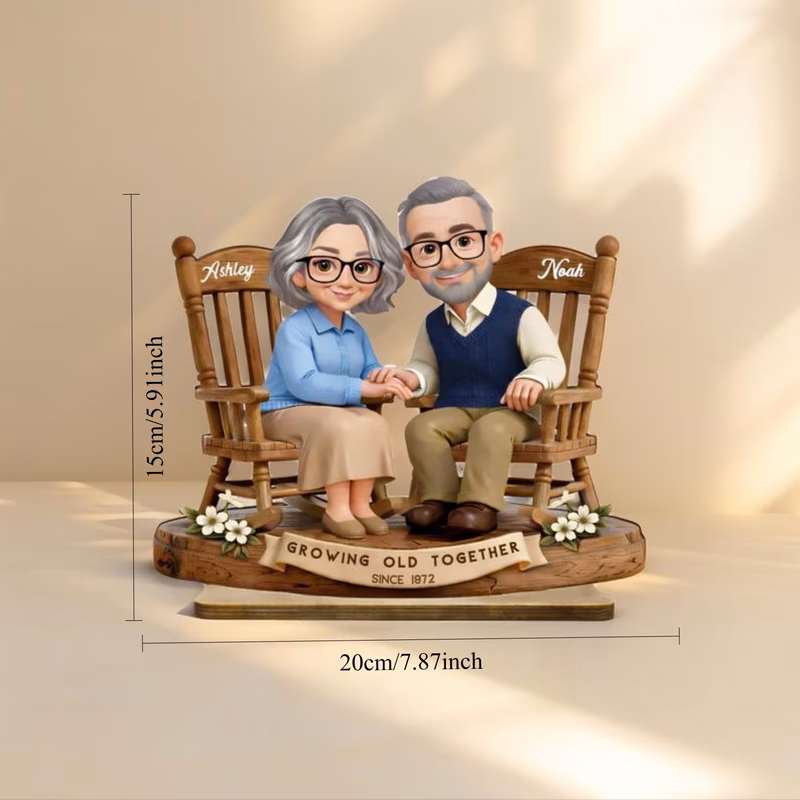 1 growing old couple figurine personalized 3d cartoon elderly couple statue with names anniversary year unique wedding anniversary keepsake gift for parents decor ornament meaningful love present