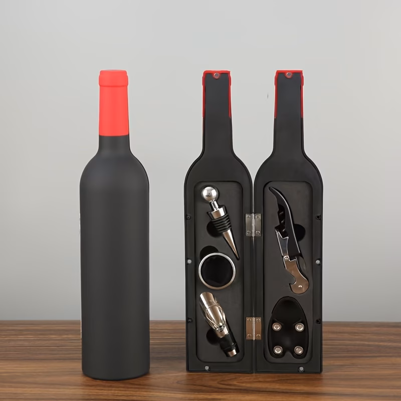 5pcs and 3pcs large bottle opener set a 5pcs creative wine opener and wine tool set the best wine tool set a corkscrew foil cutter drip ring wine pourer and a set of bottle stoppers