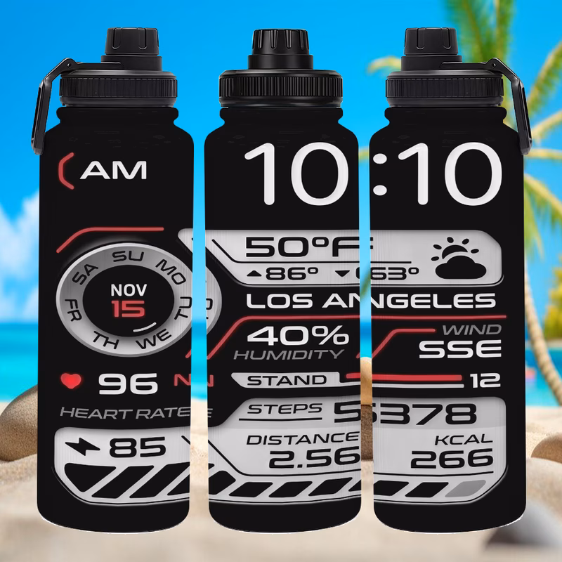 1pc 33oz 1000ml insulated stainless steel water with smart hydration tracking fitness like time distance for gym camping 304 insulated mug for men women ideal gift for outdoor activities