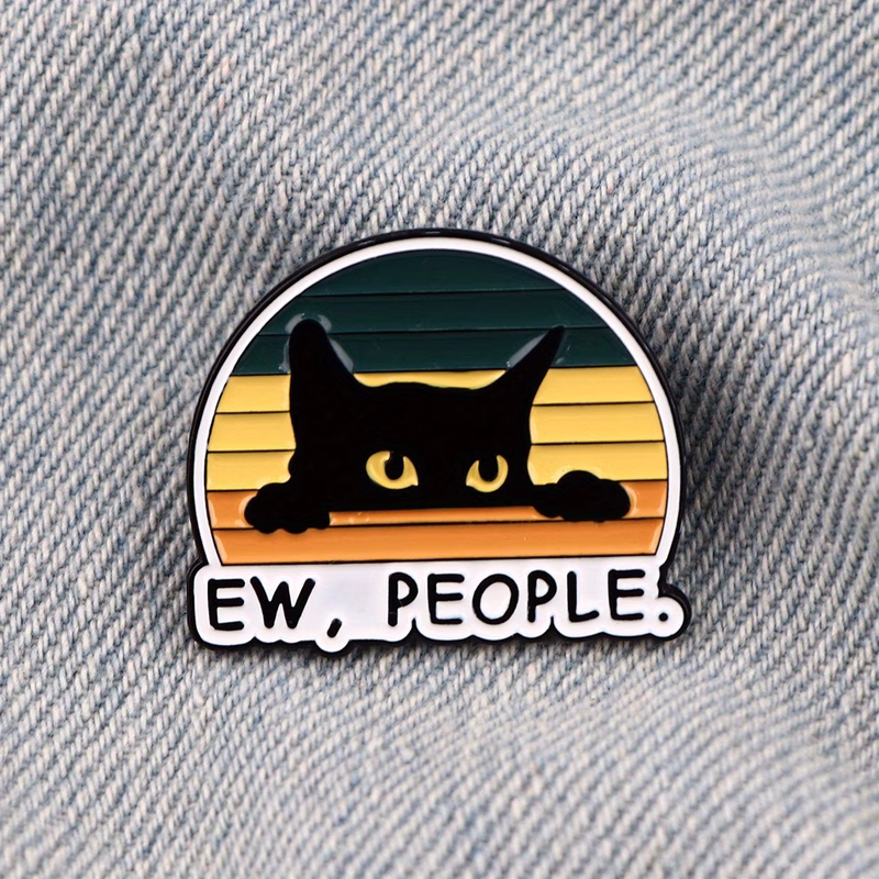 1pc black cat jewelry pin cute enamel pins and brooches for backpacks and lapel silicone back gift ready decoration