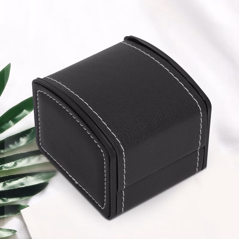 watch box single watch gift box faux leather watch travel case storage organizer with removable watch cushion for watches jewellery bracelets bangles storage black