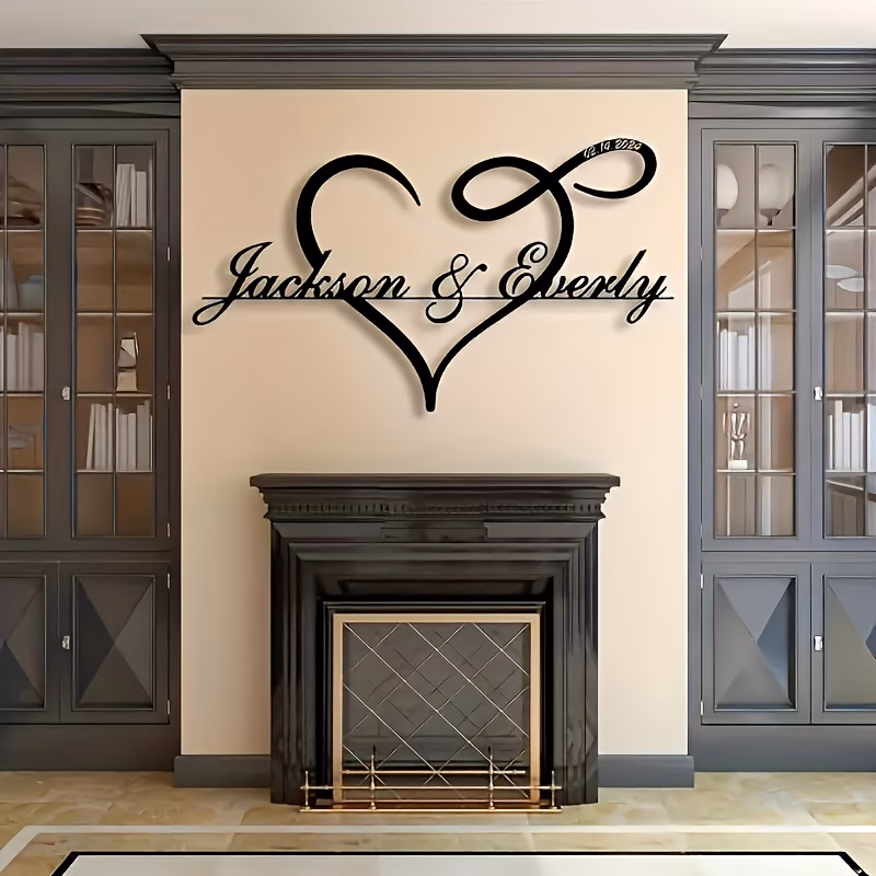 customizable infinite heart shaped wall art personalized wrought iron love sign made of durable iron material suitable for home and wedding decor featuring a detachable design