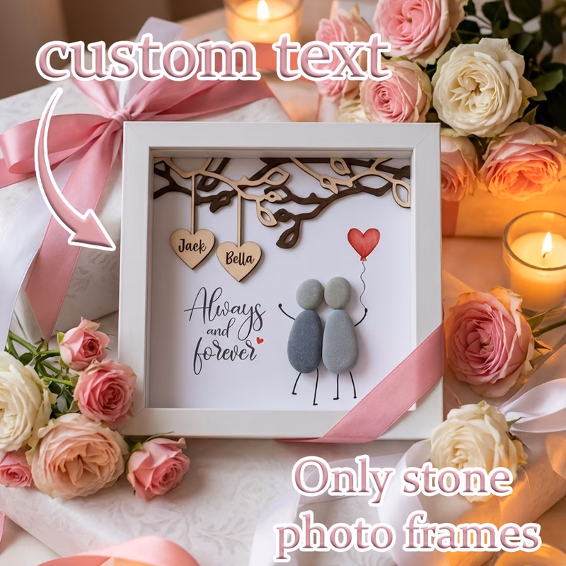 custom couple shadow box frame personalized names heart wooden tag table decor engagement wedding party personalized custom favor newlywed home warm decor gift valentine day long distance relationship