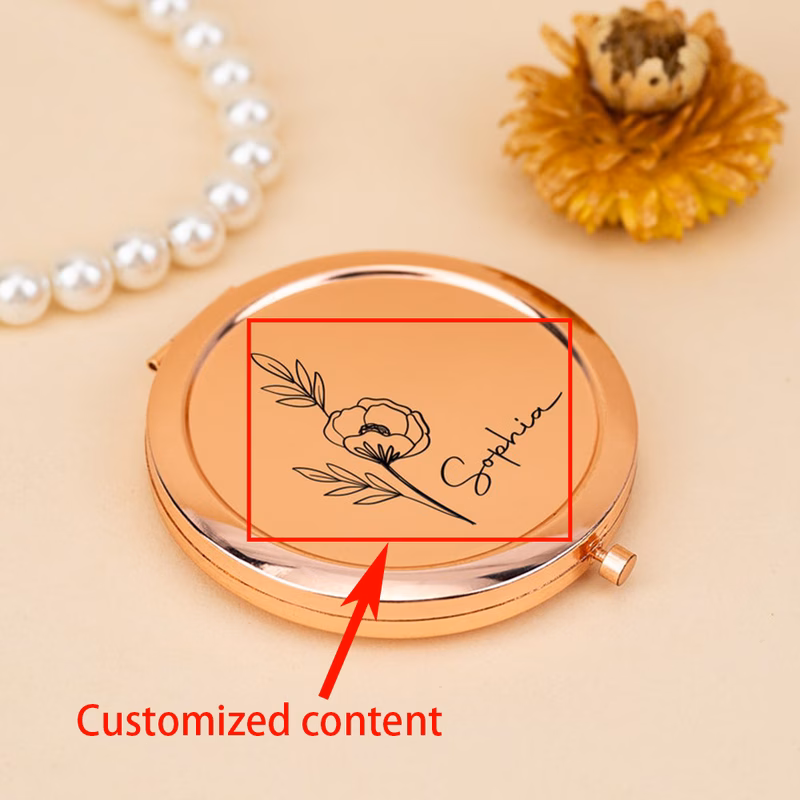 custom 1pc compact mirror personalized pocket makeup mirror bridesmaid proposal fashion floral pocket mirror birthday gift bridesmaid gift bachelorette party favors best gift for her