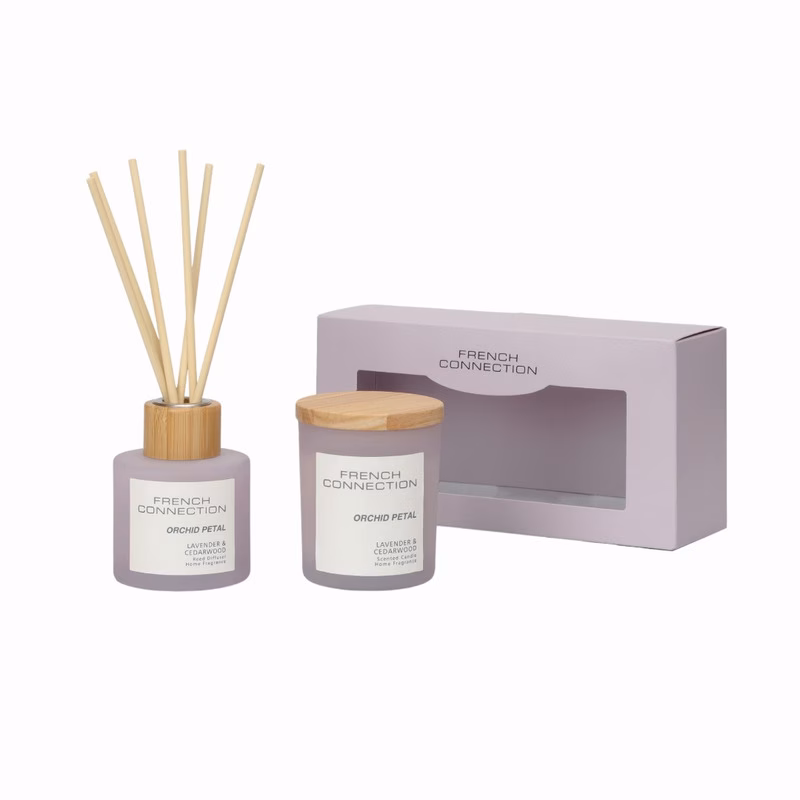 pastel range orchid petal 130g candle and 100ml reed diffuser gift set