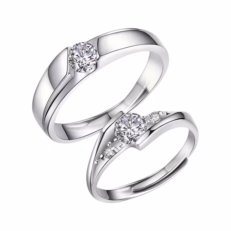 925 sterling silver cubic synthetic zirconia couple rings set romantic engagement wedding proposal bands for anniversaries valentines or birthdays durable fade proof come with free gift box