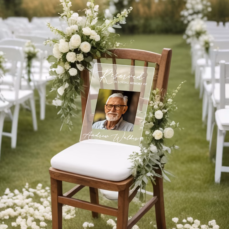 2d flat custom wedding memorial plaque transparent acrylic place card holder engraveable with names and photos keepsake decoration for remembrance suitable for weddings memorial ceremonies a thoughtfu