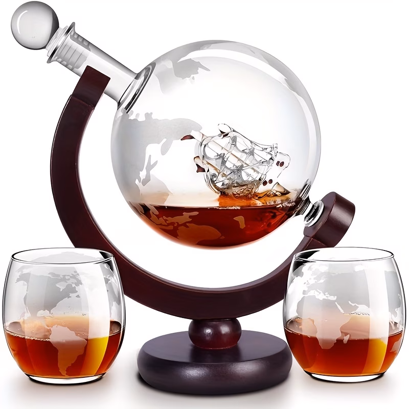 whiskey sets for men whiskey set with 2 whisky drinking glasses for liquor bourbon cocktails vodka art piece home bar accessories birthday gift for husband boyfriend dad women 850ml