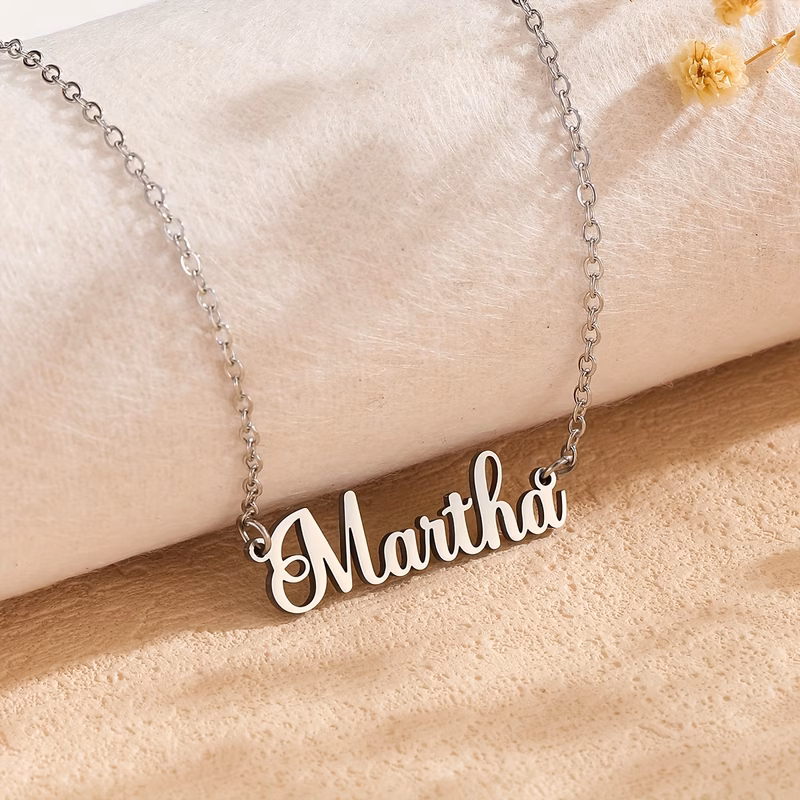 elegant customized name necklace chic stainless steel pendant with delicate chain personalized jewelry gift for women couples weddings music festivals year round wear