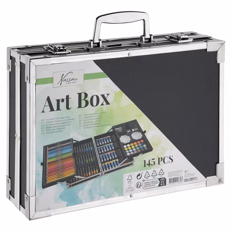 art set 145 pcs in metal box black 34x23cm