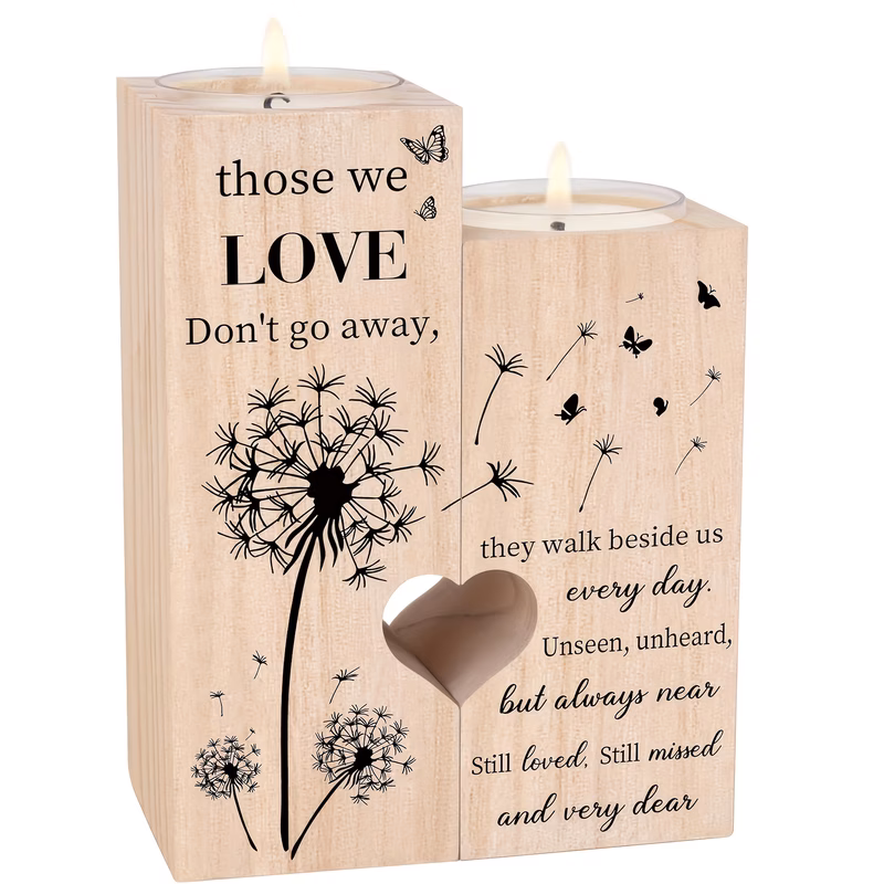 wooden classic memorial candle holder a sympathy and condolence gift have lost mother father suitable for christmas halloween thanksgiving mothers day candles not included