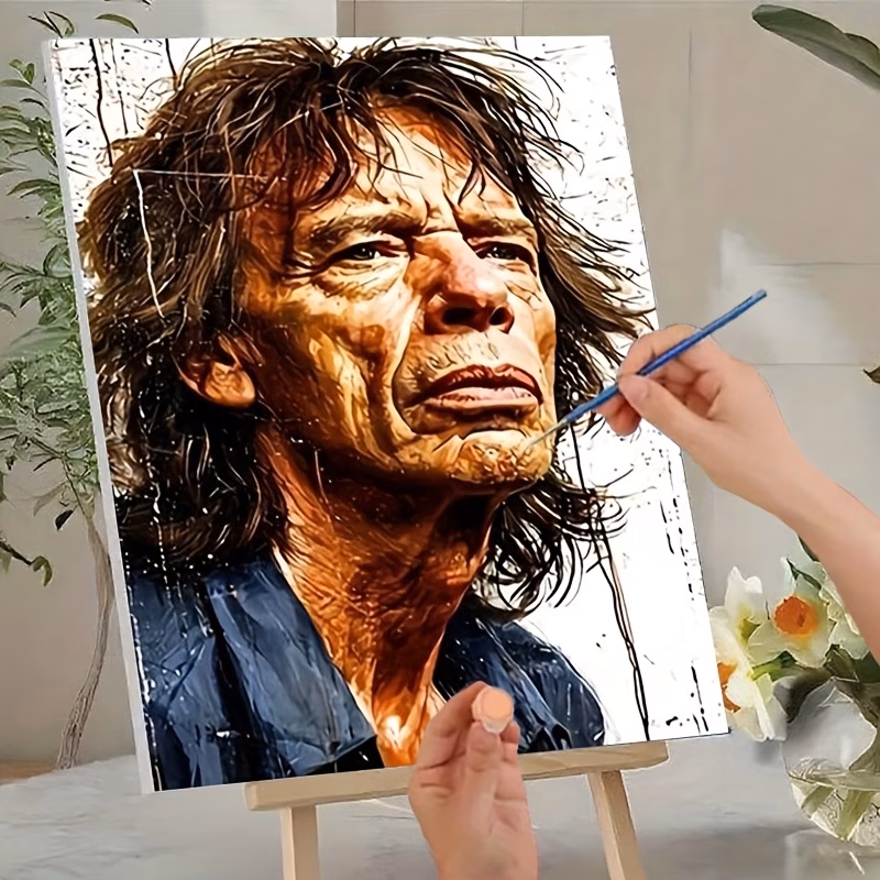 professional art use 1pc diy paint by numbers kit art gift painting by numbers acrylic paints canvas 3 paintbrushes and manual acrylic painting of a for mans head with long curly hair deep