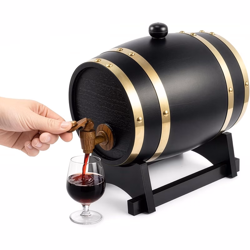 3l oak aging with faucet mini wooden liquor dispenser for whiskey vodka rum beer and spirits decorative for home bar kitchen and lounge gift for men groomsmen and birthdays