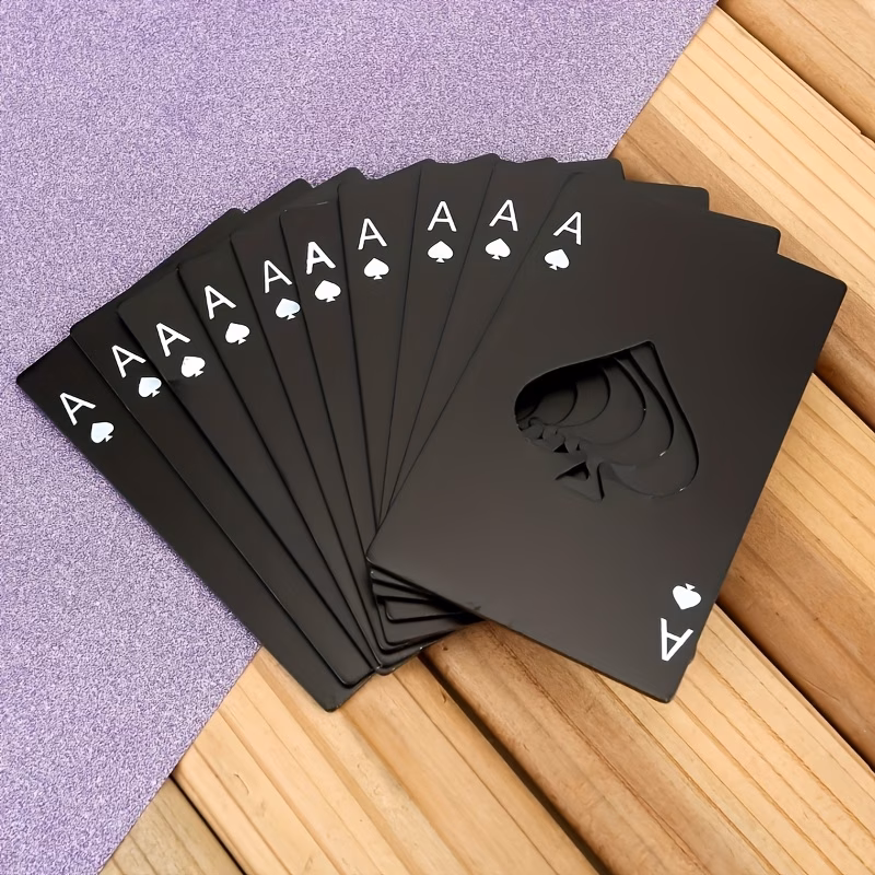 7pcs stainless steel poker bottle opener suitable for wallet pocket 6 10 card bottle openers compact travel opener for poker enthusiasts parties