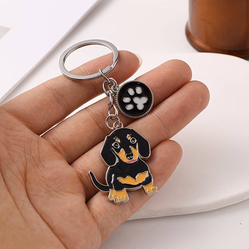 cute dachshund keychains alloy metallic small pendant package decoration couple gift handbag charm creative little gift