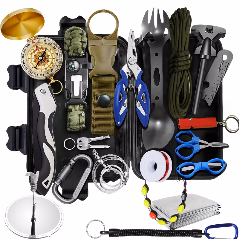 18 in 1 outdoor survival kit a gift for birthday gift for men and women survival gear cool gadgets for hiking exploration camping fishing outdoor leisure