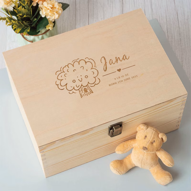 custom keepsake box personalized wooden storage gift box small tree pattern birthday gift box birth gift keepsake box personalized birth gift christening gift keepsake memory box rectangular keepsake