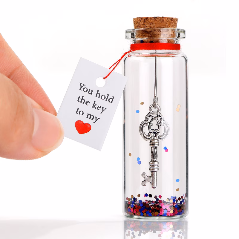 love mini glass bottle valentines day gift for her and him birthday gift for her i love you gift for wife and husband valentines day gift for boyfriend or girlfriend to my heart
