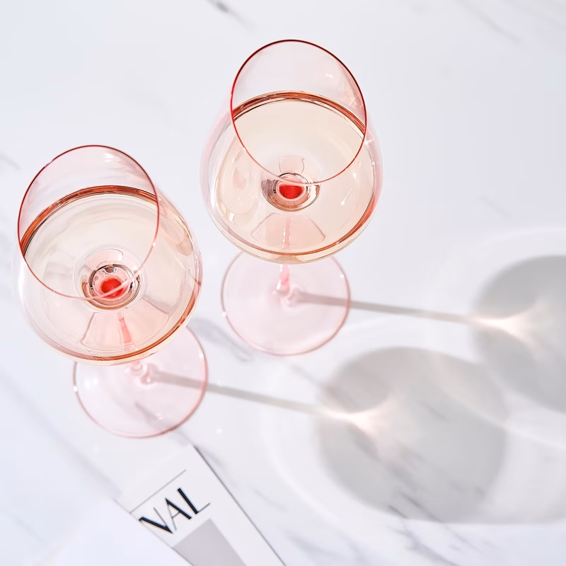 pink wine glass gift set 2pcs blush 17 59oz tilted glassware tall glass water gift for wife girlfriend women birthday wedding anniversary mothers day