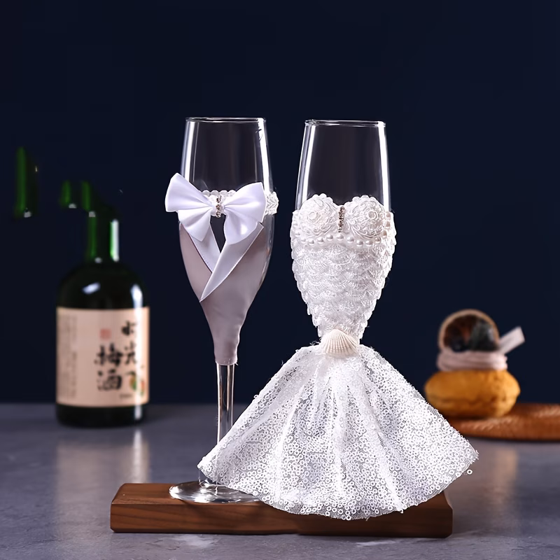 box of wedding gray chest dress marriage wine glass gift box