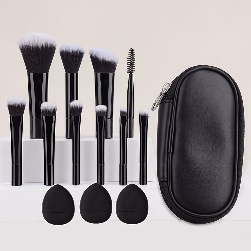 13pcs mini makeup brush set travel makeup brushes multi piece mini brush set powder brush foundation brush contour and eyeshadow brush lip brush concealer brush puff tools