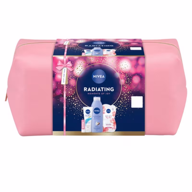 radiating gift set lip balm face mask cream body lotion wash bag