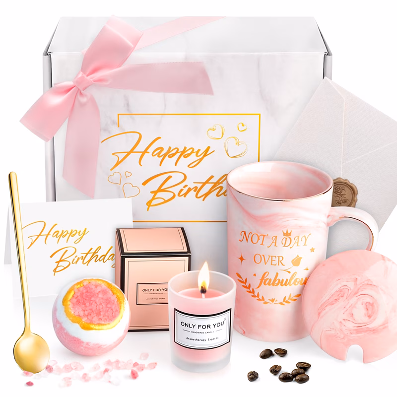 birthday gifts for her luxury women gift box with 12oz marble ceramic mug rose soy wax candle ideal gifts for mom sister best friend valentines mothers day
