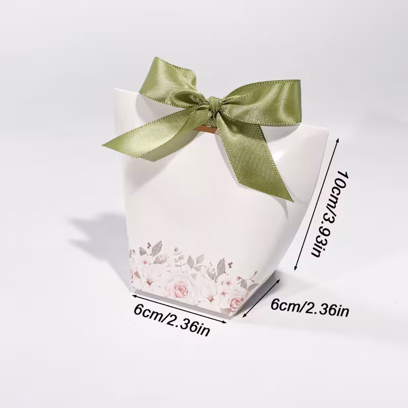 gift for her him 5pcs elegant floral wedding favor boxes with satin ribbon bows rose pattern paper treat boxes suitable for wedding bridal shower baby shower birthday party easter graduation christmas