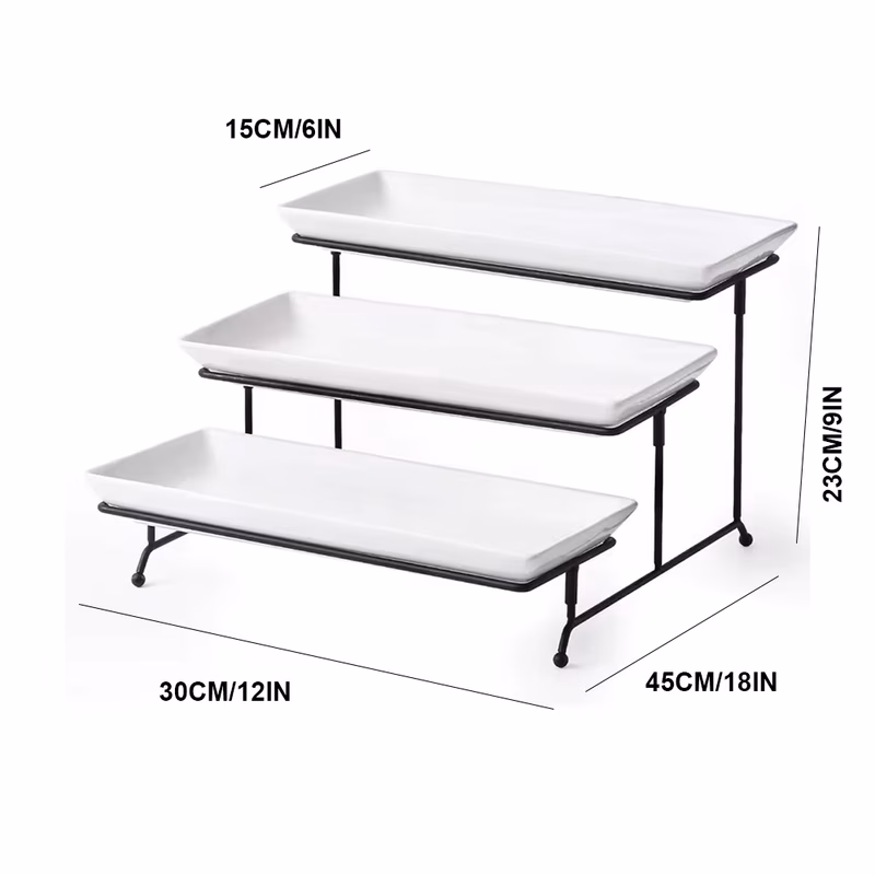 3 tier plastic tray dessert stand metal frame with crossbars available 3 layer serving rack and plate set large tiered serving dish with foldable sturdy rack tray for appetizers desserts