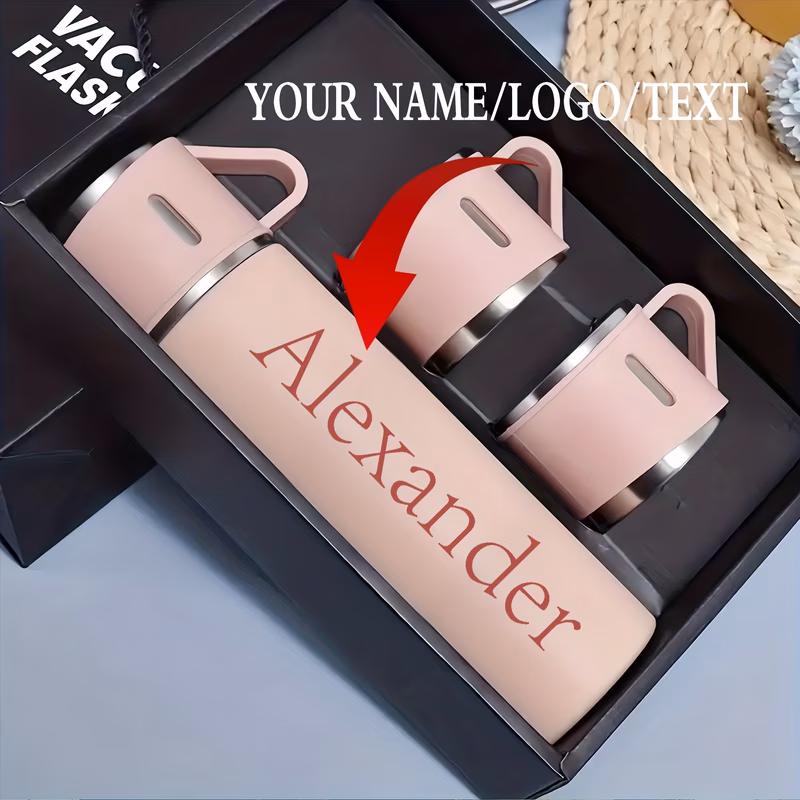 a set of customized insulated cups wine red personalized name water cups 16oz stainless steel material one cup with three lids gift box packaging suitable as a gift for men and colleagues suitable for