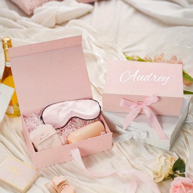 personalized name ribbon gift box folding magnetic gift box for weddings groom bridesmaid gifts customizable design for birthdays valentines day bridal presents reusable decorative multi purpose keeps
