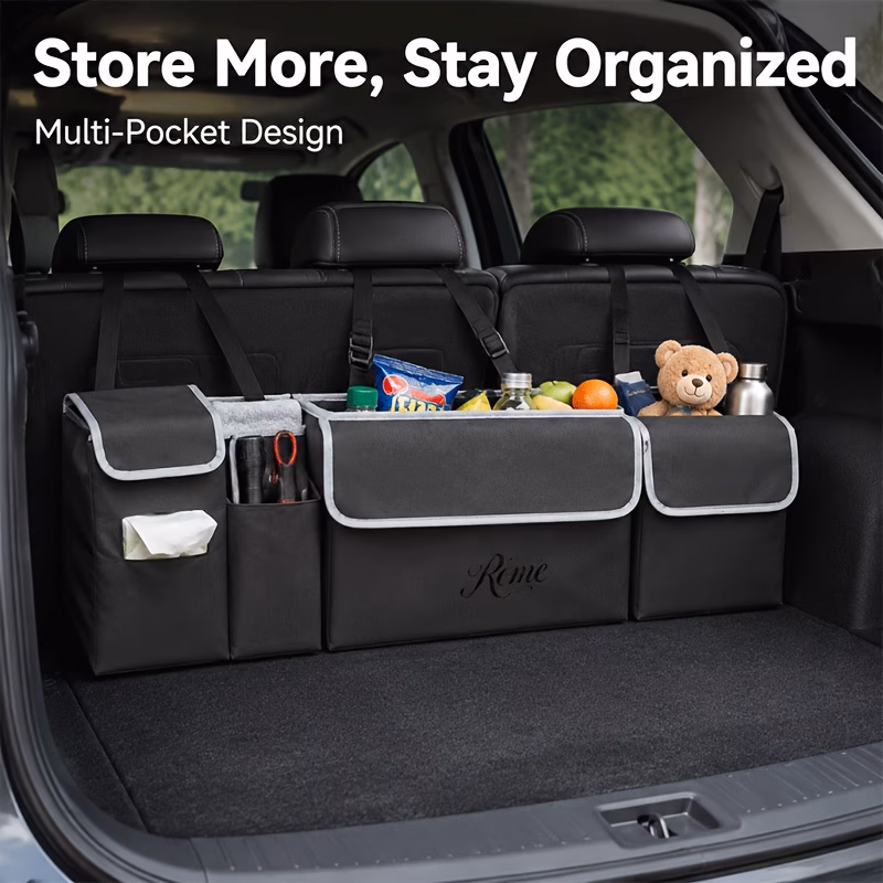 1pc car trunk storage bag rome printing oxford fabric car storage hanging fixed lock foldable small footprint universal vehicle multiple pockets for storage back detail