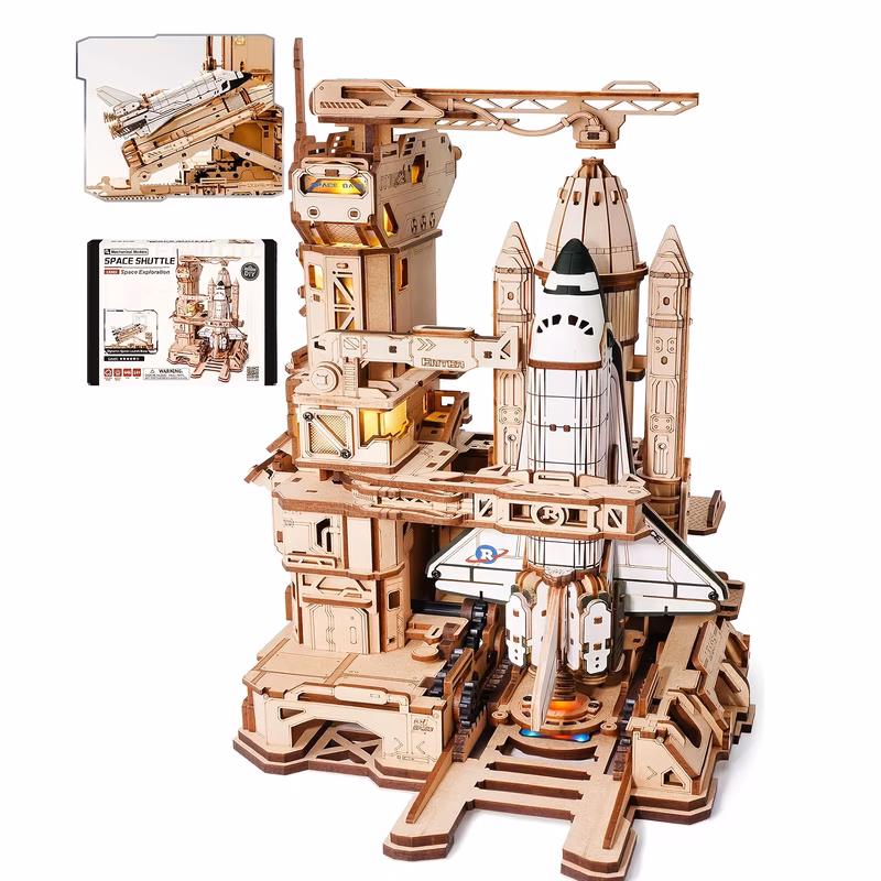 3d wooden puzzle model assembly kit with moving mechanical base light brown uncharged creative craft collectible gift for space enthusiasts
