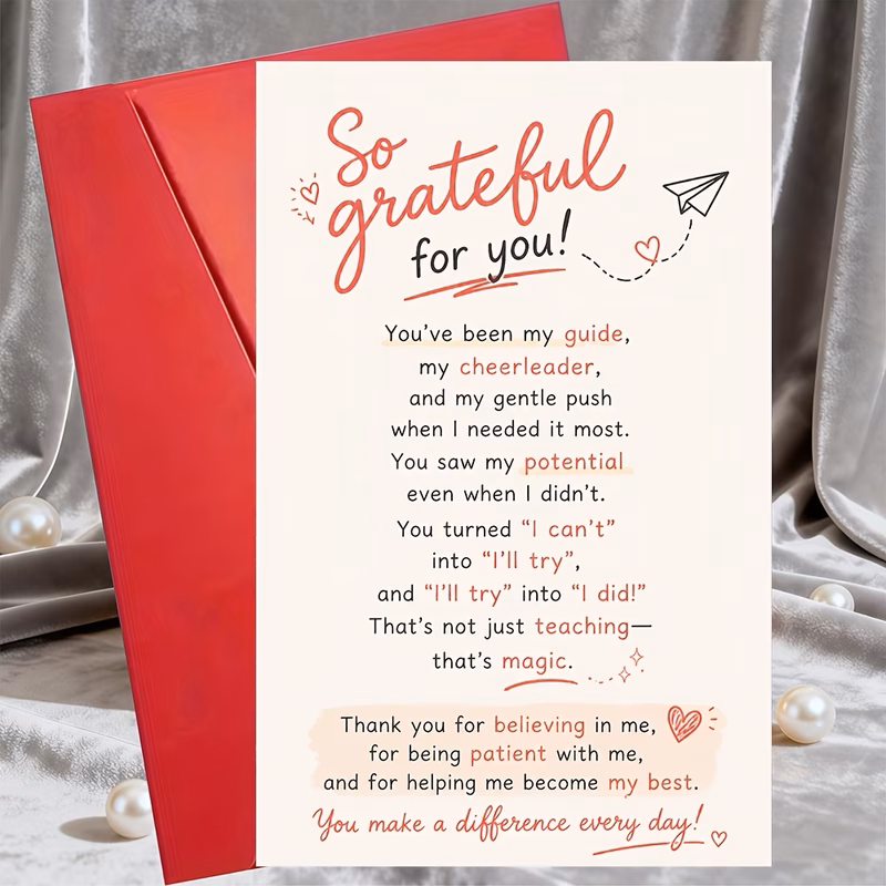 1 greeting card and 1 envelope thank you greeting card for teacher mentor or boss appreciation card for gratitude and encouragement gift for coworker or friend