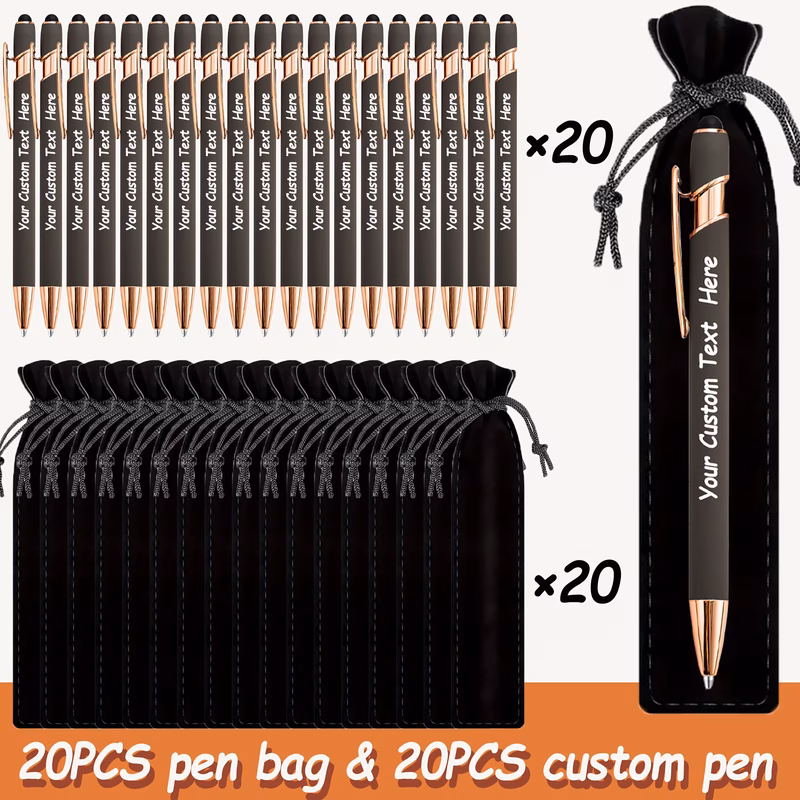 40pcs customizable luxury pen set with case rubber ballpoint pens personalized writing tools ideal for engraving names and company websites perfect gift for men anniversaries christmas birthdays and s