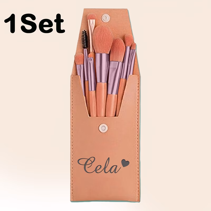 pu makeup brush set b1 customized name makeup brush gift set personalized makeup brush kit with storage for routines travel makeup stations and home use an elegant gift for birthdays anniversaries
