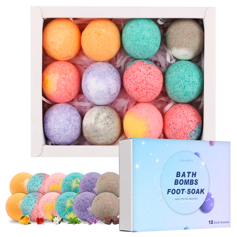 12 gift set by moisturizing and exfoliating dry skin bath balls with essential oils and bath salts handmade bubble and relaxing bath ideal birthday gift