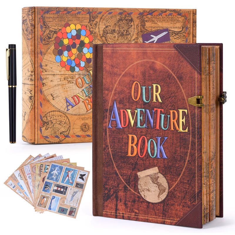 set lockable notebook photo album leather bound vintage adventure quotes for and memory journal luxury gift for