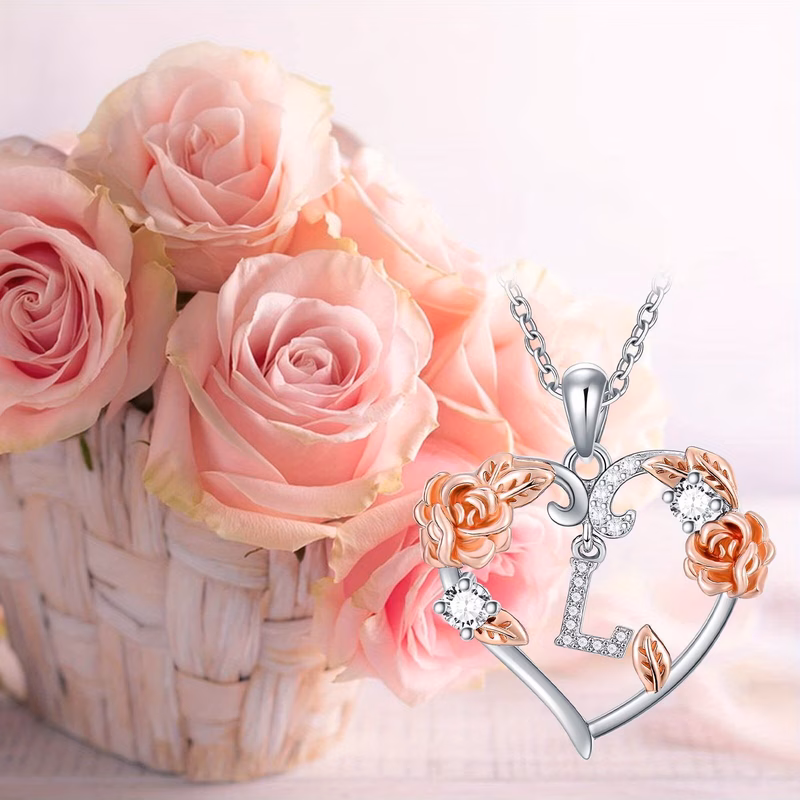 necklace womens gift 925 sterling silvery initial pendant necklace jewelry mothers day valentines day christmas birthday gift for mom wife girlfriend l