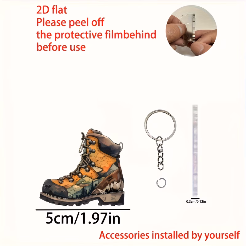 2d flat 2d flat plane 2d flat acrylic hiking shoe new acrylic ornament backpack keychain home decor multi functional kitchen decoration bag and key a perfect creative holiday gift 2d flat plane 2d fla