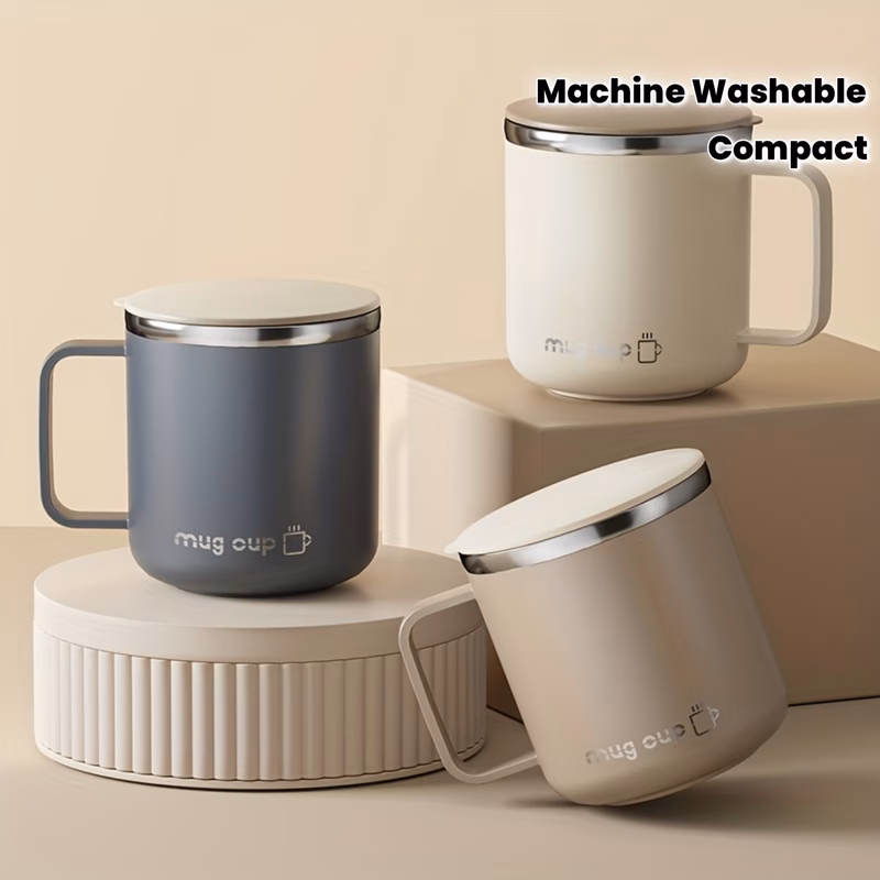 1pc stainless steel insulated coffee double wall reusable travel mug with lid non for hot drinks coffee tea 304 steel cup washable compact for