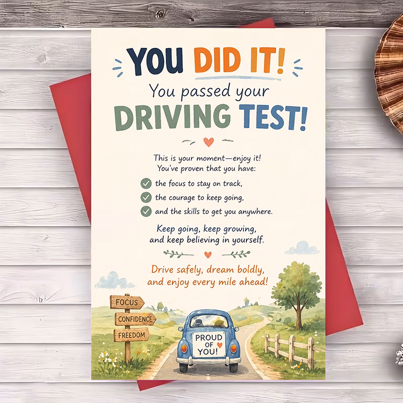 1pc pass congratulations card new driver and pride family gift