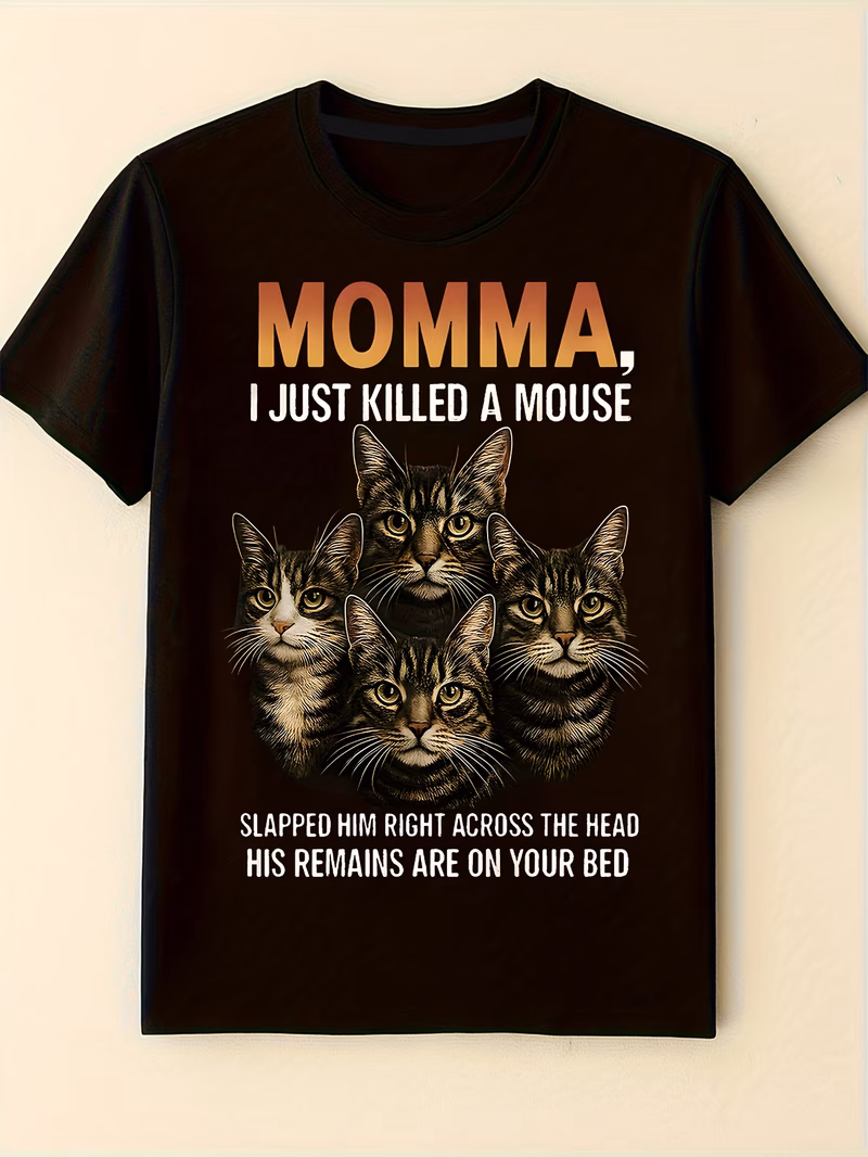 1pc womens funny cat killing humor kitten print t shirt casual short sleeve round neck tee suitable for women funny gift for cat ladies birthday present casual attire