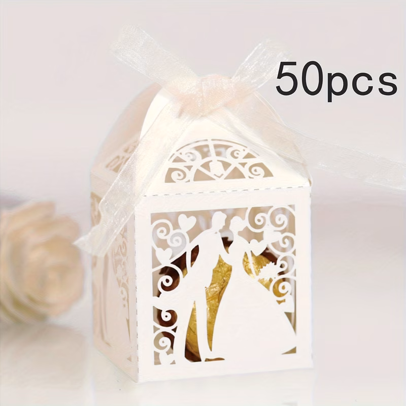 gift for her him hollow out couple candy box chocolate gift box laser cut wedding candy box suitable for wedding favors birthday parties bride gifts with ribbon