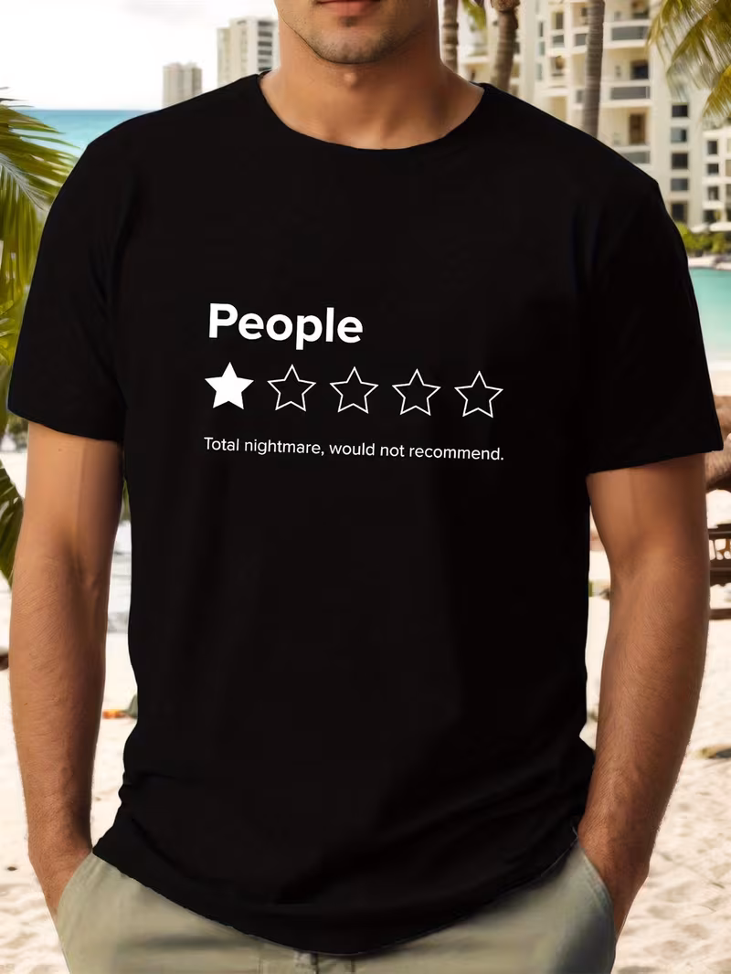 mens funny sarcastic people graphic t shirt 5 star design with total nightmare text black cotton short sleeve round neck casual tee for casual attire social events fit t shirts for men